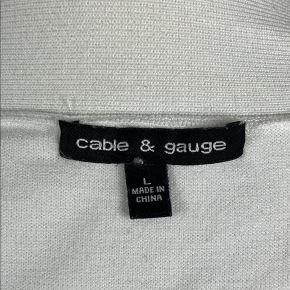 Cable & Gauge White Open Front Cardigan Sweater with Closure Detail - Size Large - Picture 10 of 12